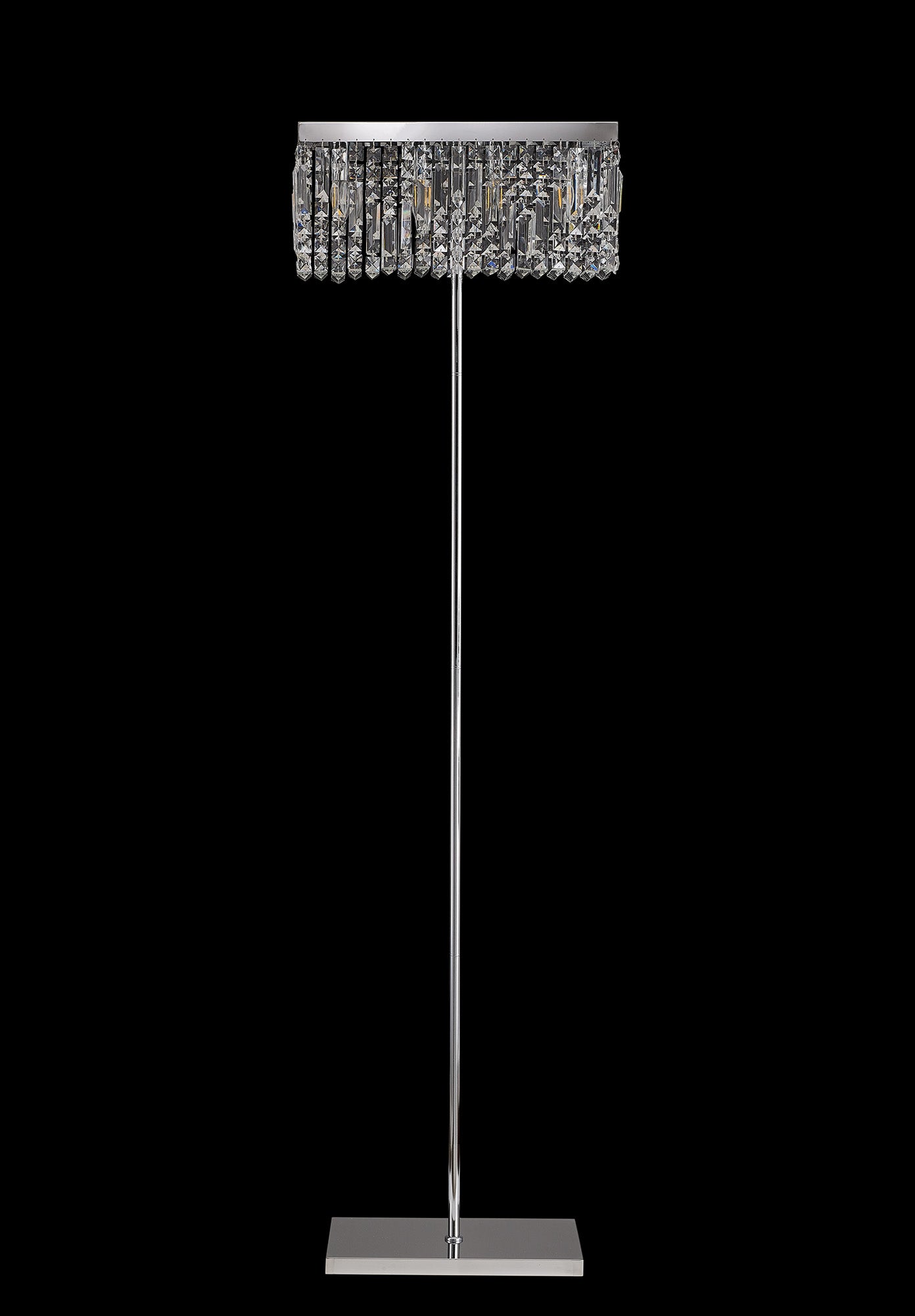 Devine 50x15cm Rectangular Floor Lamp, 4 Light E14, Polished Chrome / Crystal