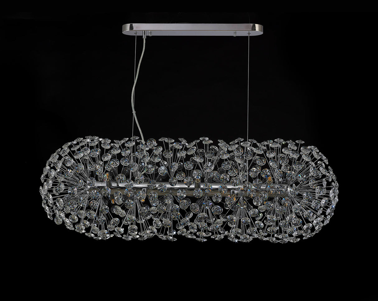 Byrne Oblong Linear Pendant 10 Light G9 Polished Chrome / Crystal (28 extra sets of crystal)