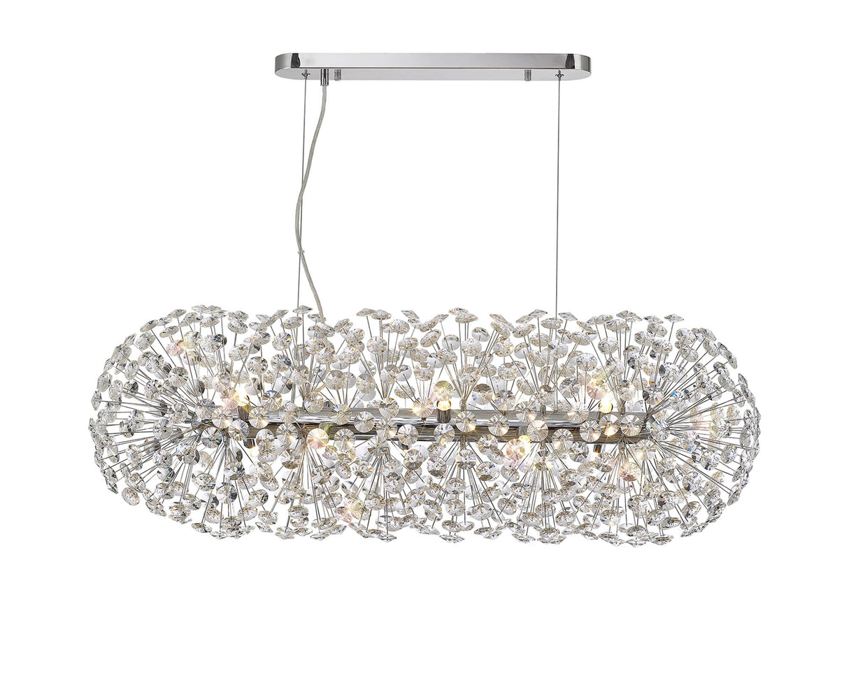 Byrne Oblong Linear Pendant 10 Light G9 Polished Chrome / Crystal (28 extra sets of crystal)