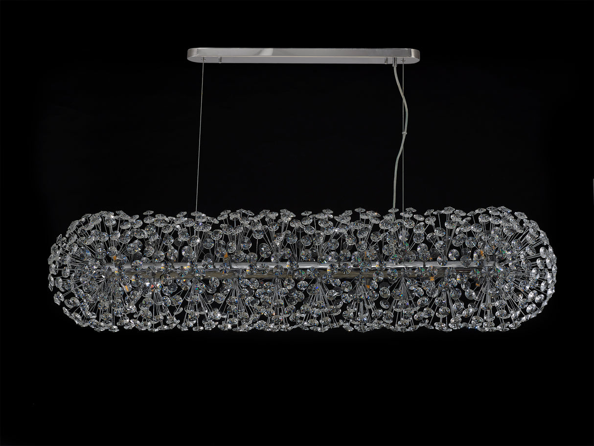 Byrne Oblong Linear Pendant 14 Light G9 Polished Chrome / Crystal (44 extra sets of crystal)