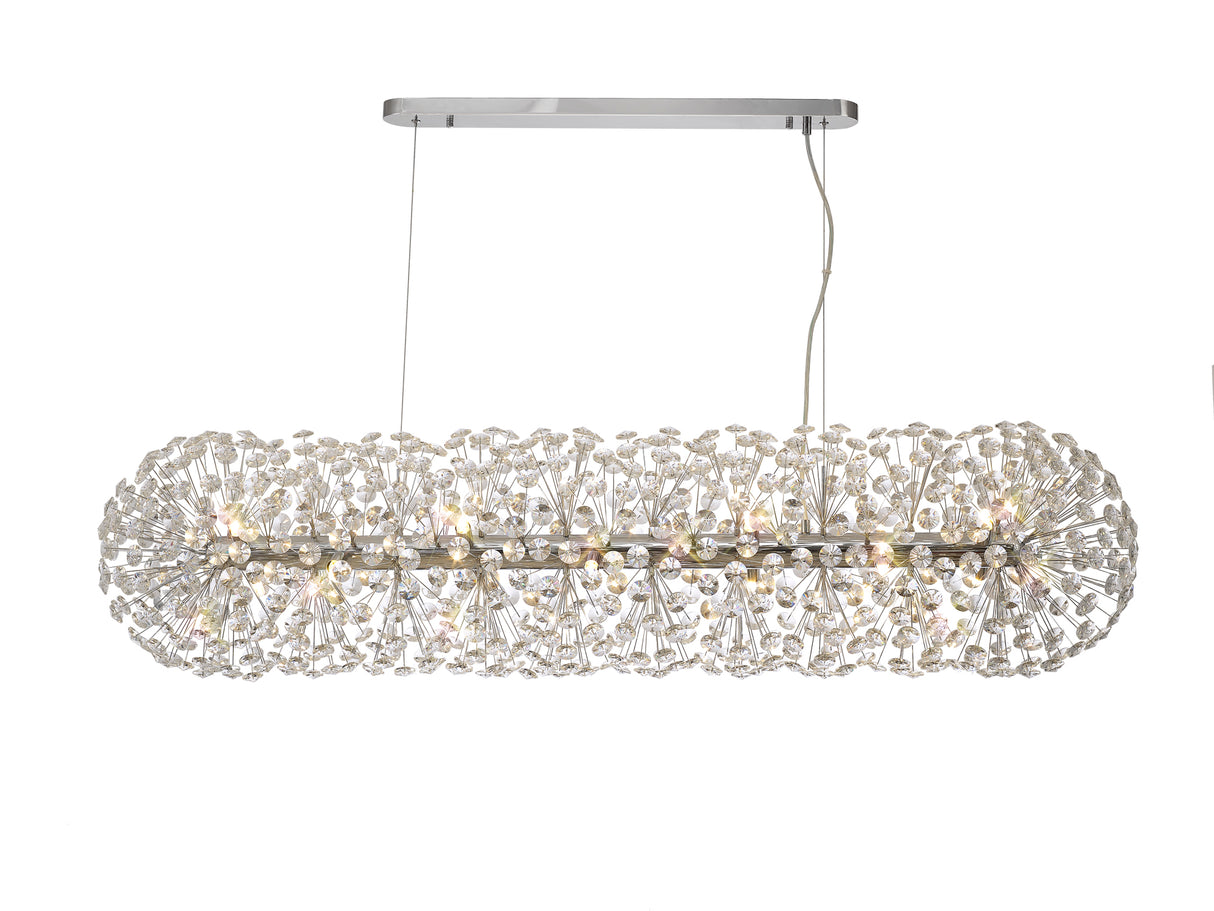 Byrne Oblong Linear Pendant 14 Light G9 Polished Chrome / Crystal (44 extra sets of crystal)