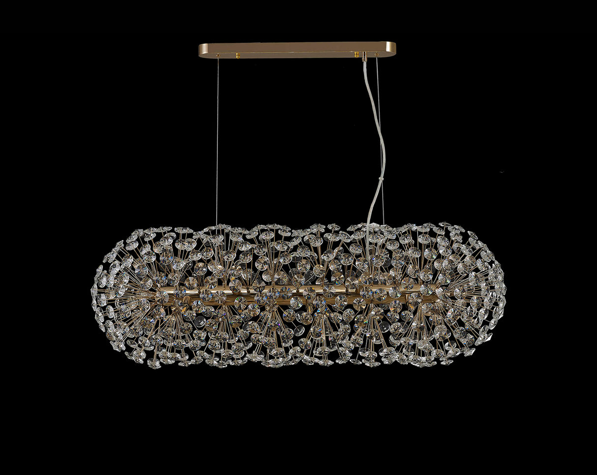 Byrne Oblong Linear Pendant 10 Light G9 French Gold / Crystal (28 extra sets of crystal)
