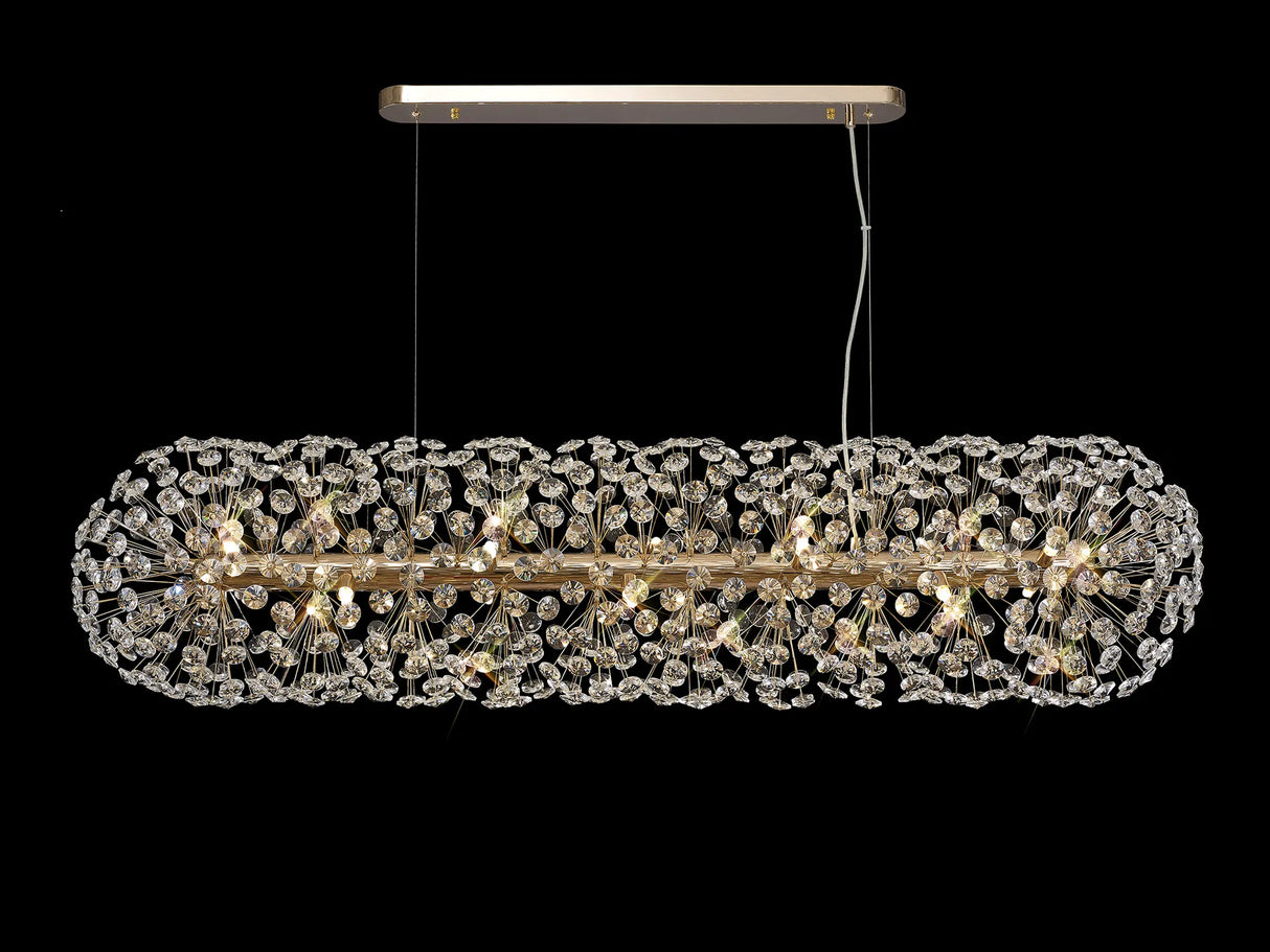 Byrne Oblong Linear Pendant 14 x G9 French Gold/Crystal (44 extra sets of crystal)