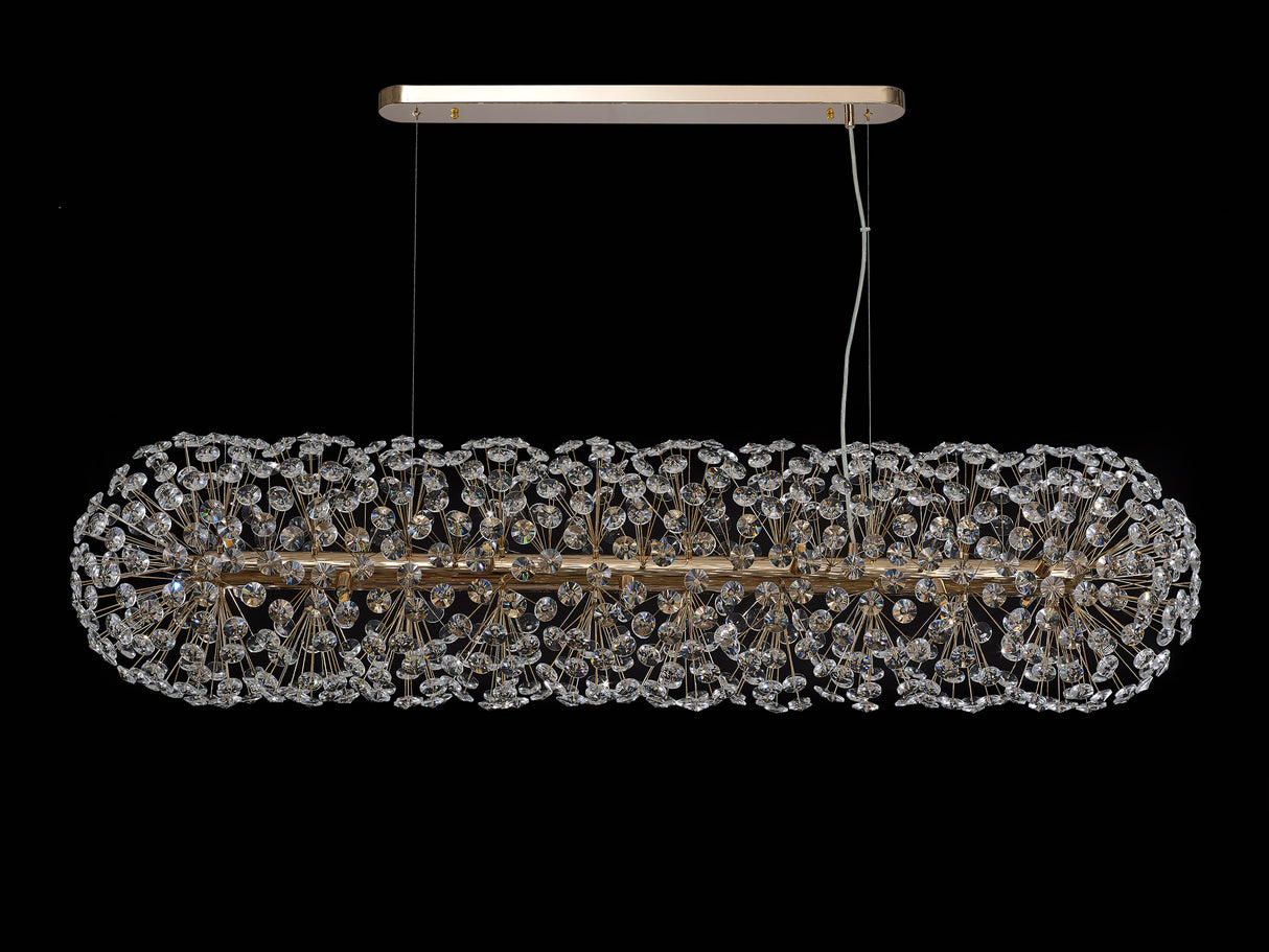 Byrne Oblong Linear Pendant 14 Light G9 French Gold / Crystal (44 extra sets of crystal)
