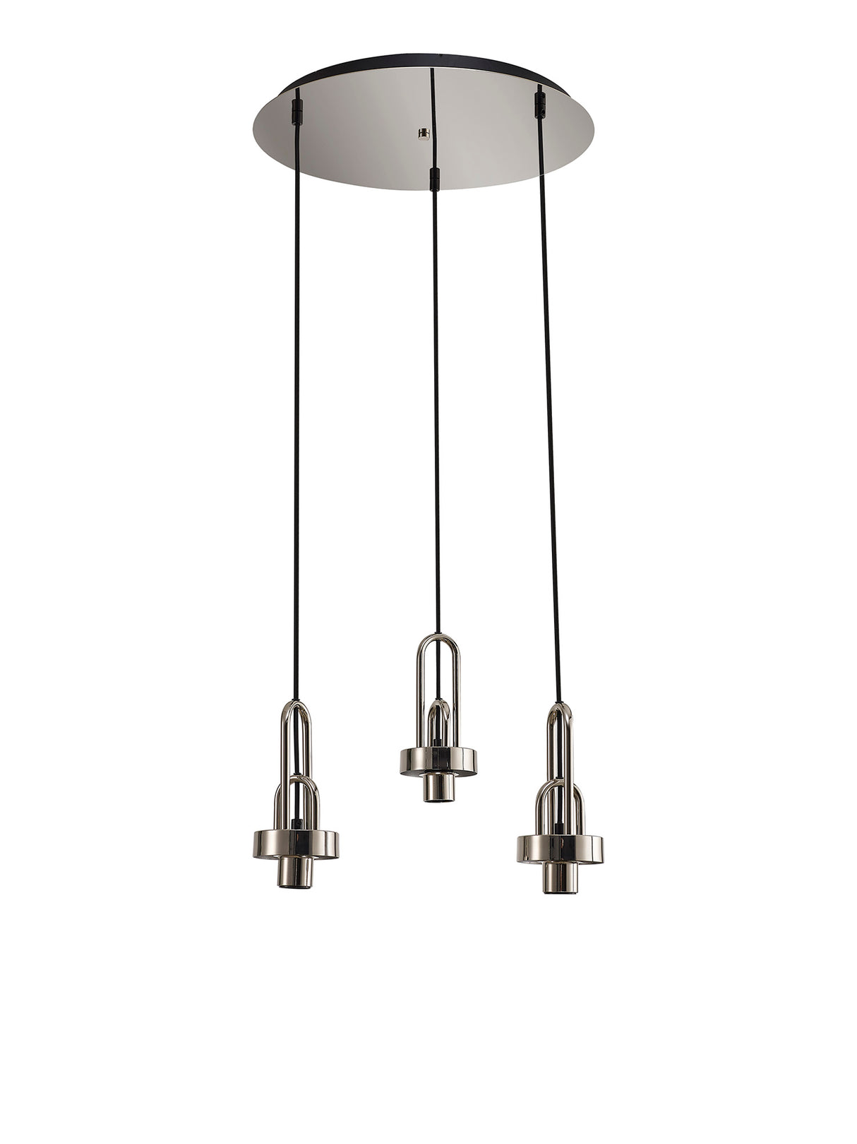 Allardyce 2m Round Suspension Kit, 3 x E27, Polished Nickel / Matt Black