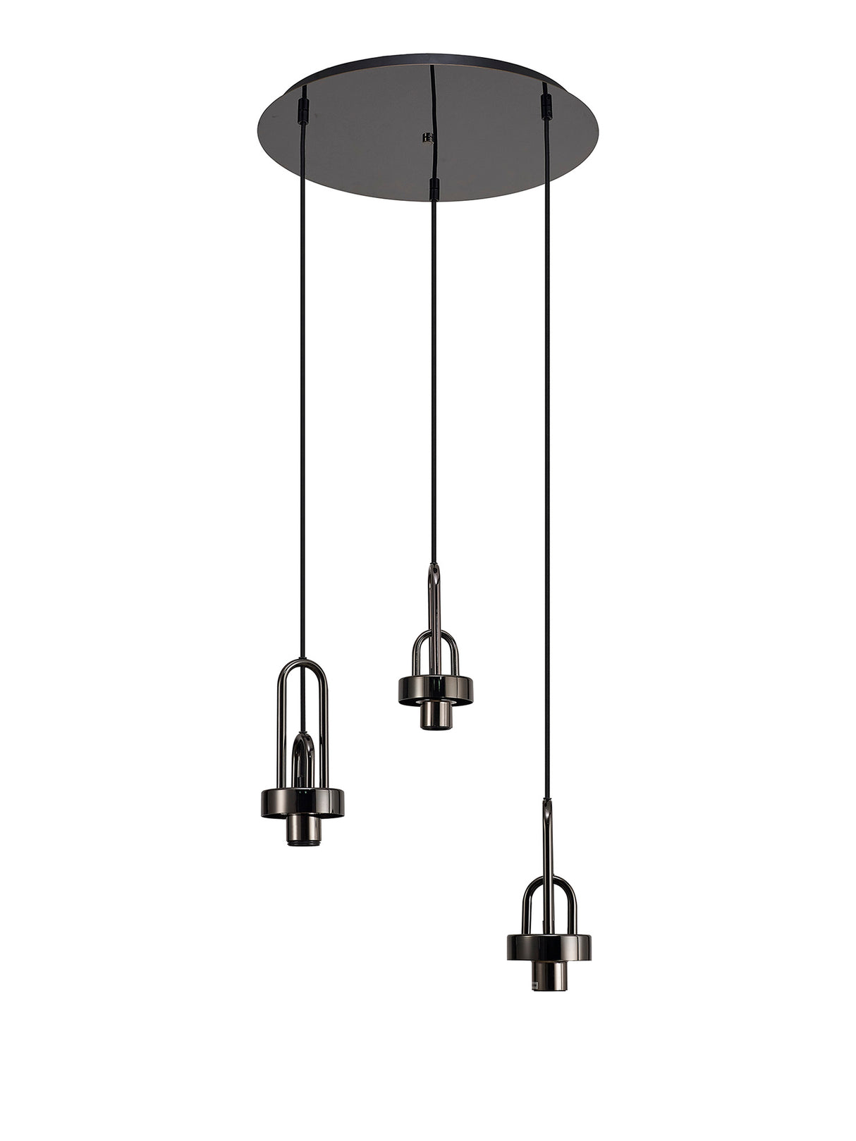 Allardyce 2m Round Suspension Kit, 3 x E27, Black Chrome / Matt Black
