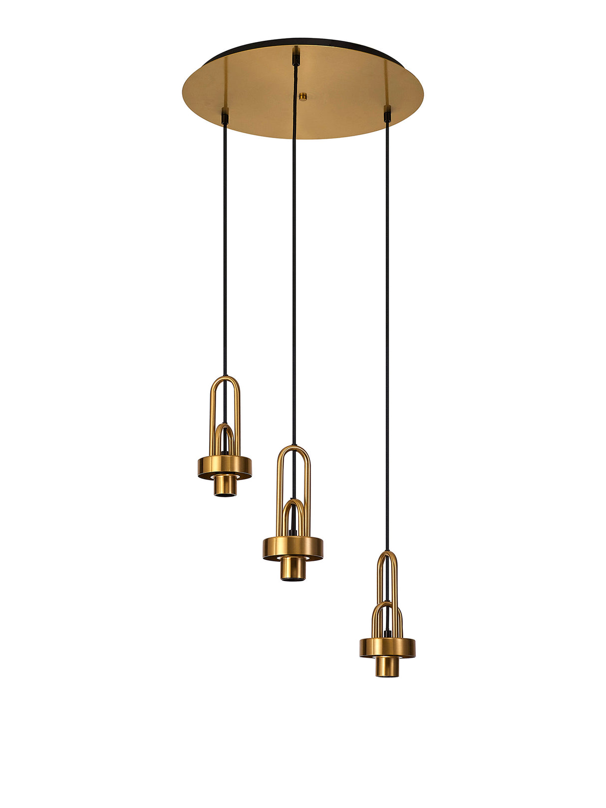 Allardyce 2m Round Suspension Kit, 3 x E27, Brass Gold / Matt Black