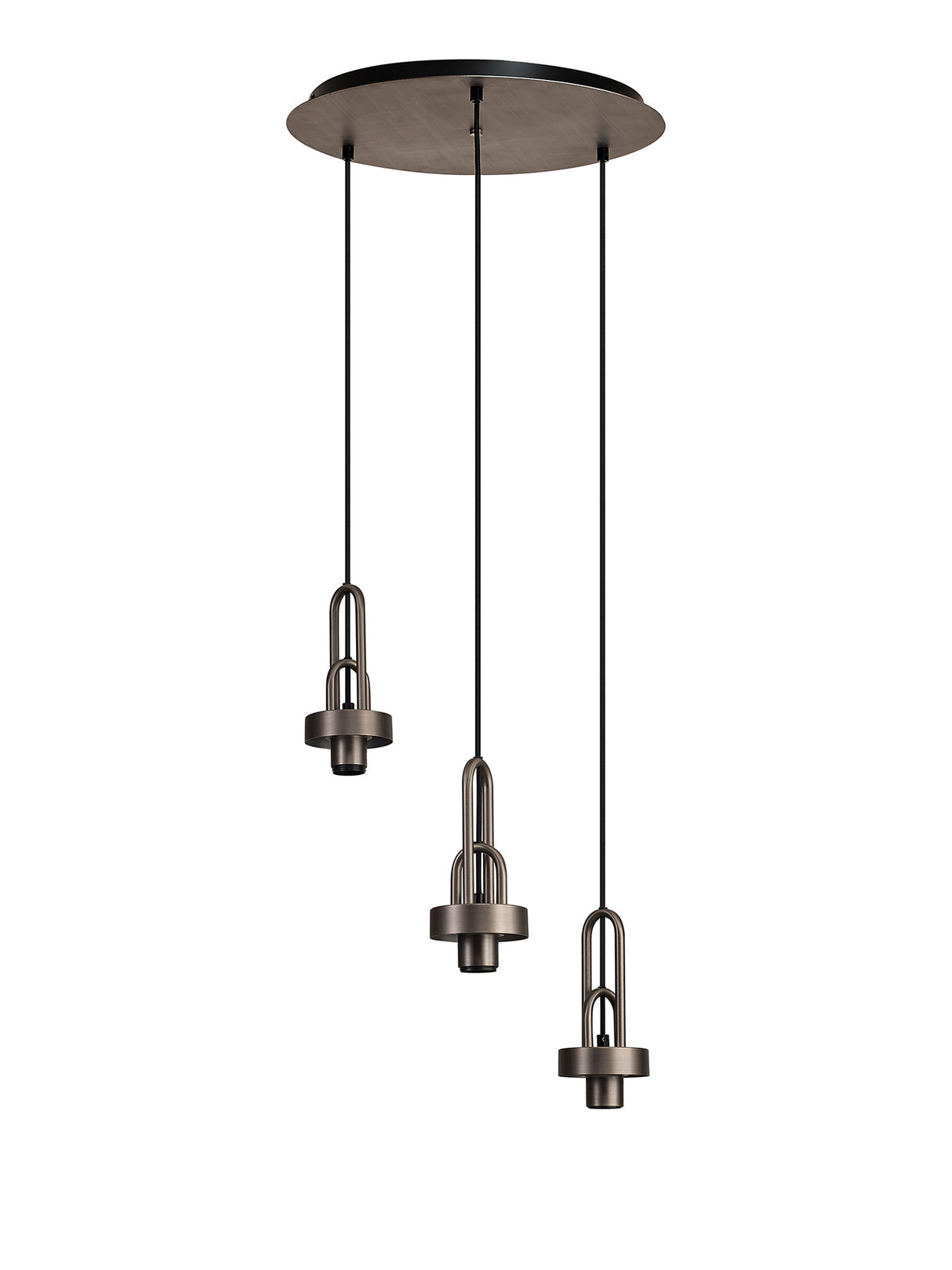 Allardyce 2m Round Suspension Kit, 3 x E27, Antique Silver / Matt Black