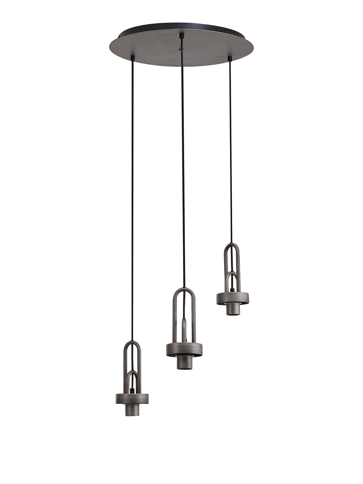Allardyce 2m Round Suspension Kit, 3 x E27, Aged Pewter / Matt Black