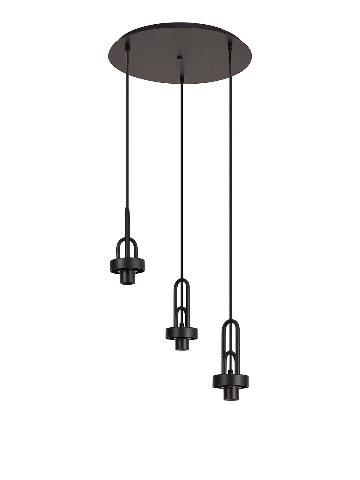 Allardyce 2m Round Suspension Kit, 3 x E27, Matt Black