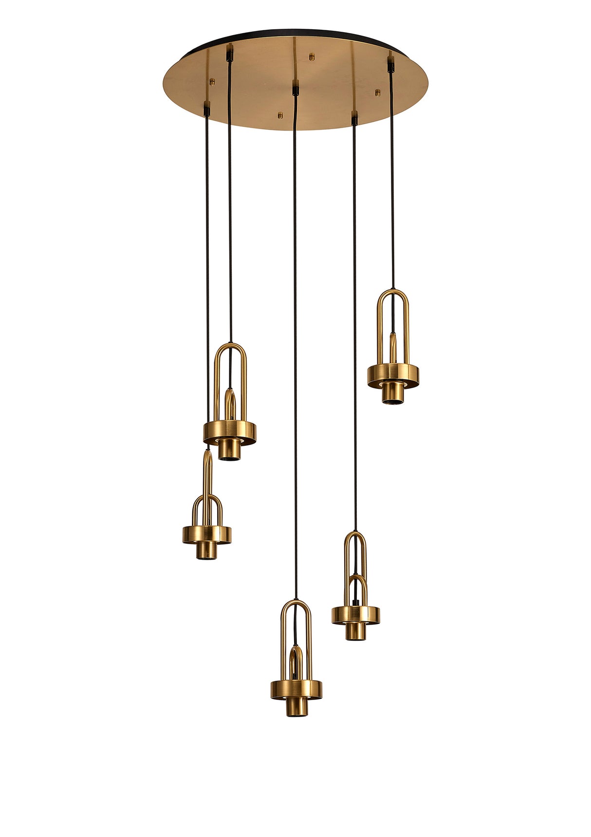 Allardyce 2.5m Round Suspension Kit, 5 x E27, Brass Gold / Matt Black