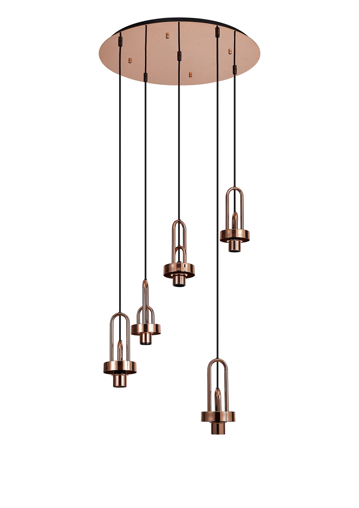 Allardyce 2.5m Round Suspension Kit, 5 x E27, Copper / Matt Black
