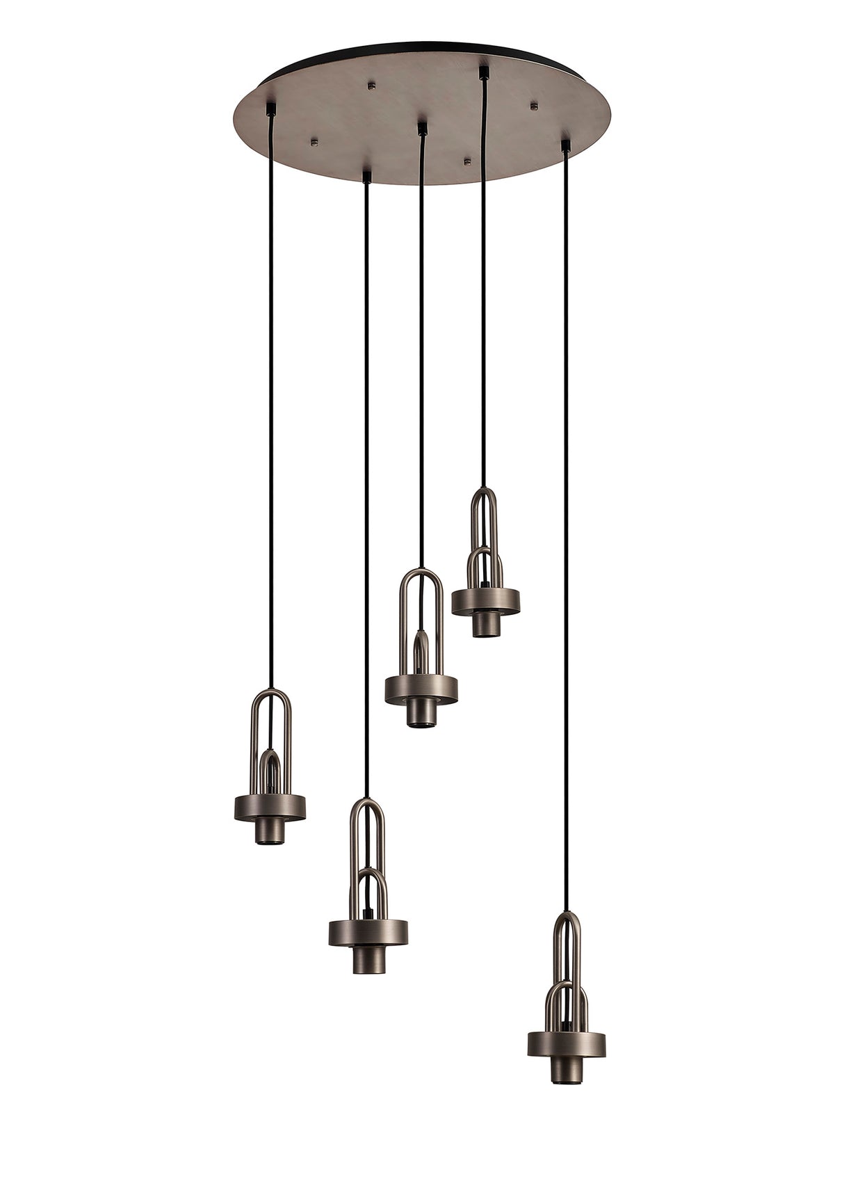 Allardyce 2.5m Round Suspension Kit, 5 x E27, Antique Silver / Matt Black