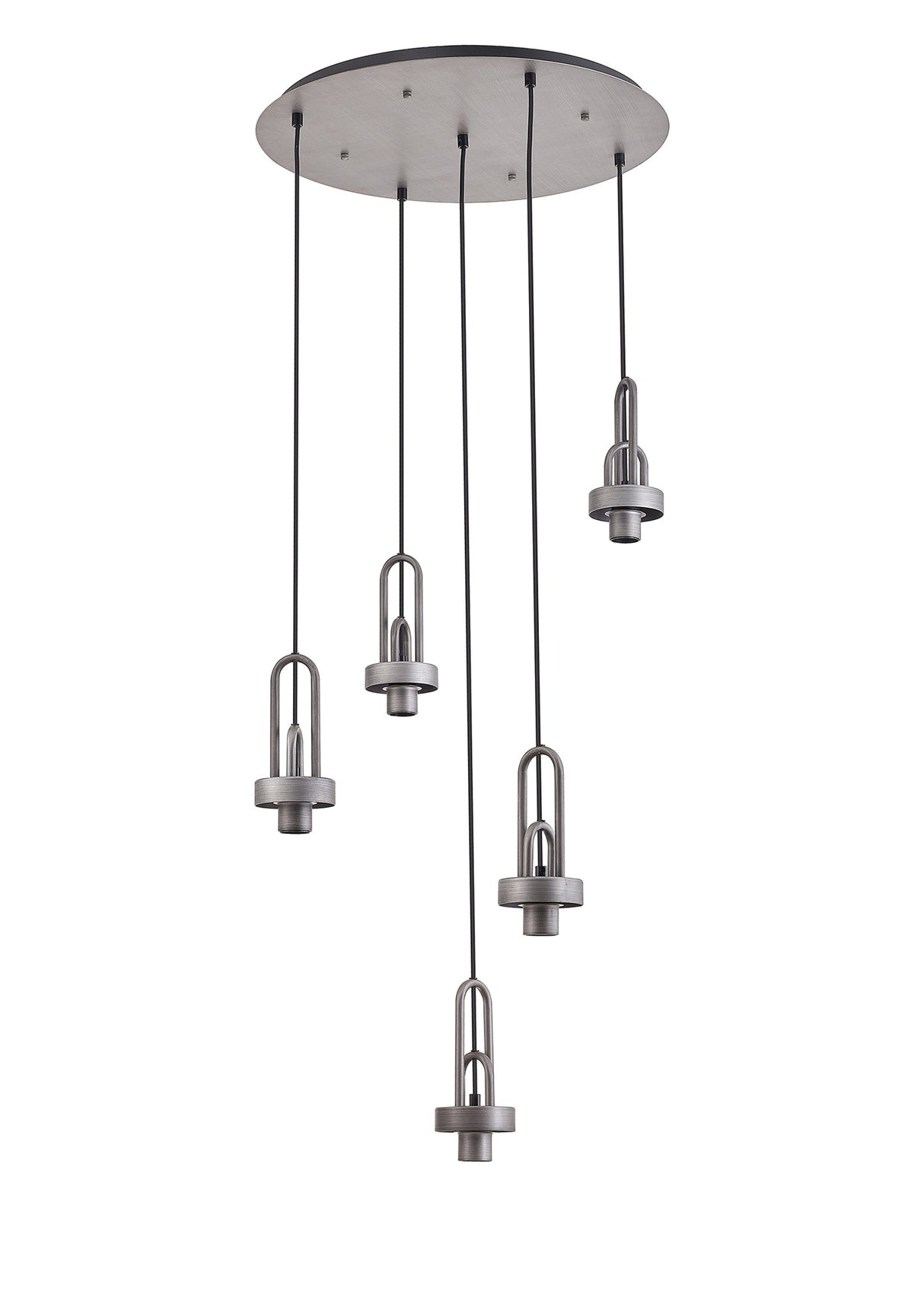 Allardyce 2.5m Round Suspension Kit, 5 x E27, Aged Pewter / Matt Black