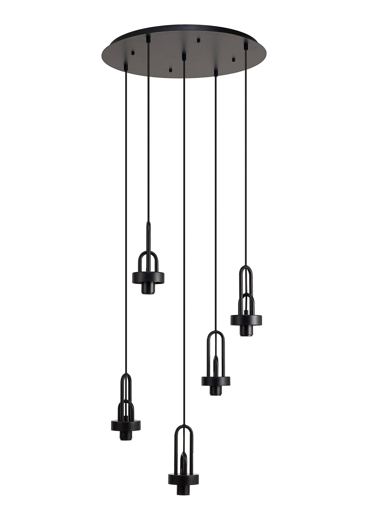 Allardyce 2.5m Round Suspension Kit, 5 x E27, Matt Black