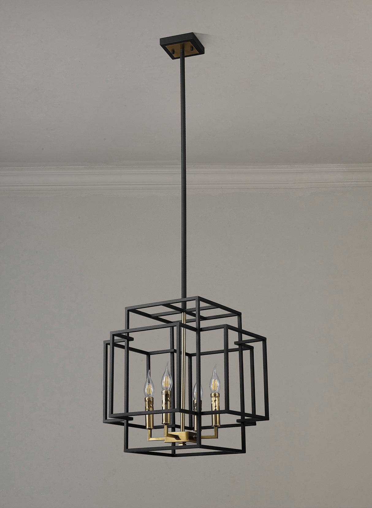 Coton Pendant, 4 x E14, Black / Gold