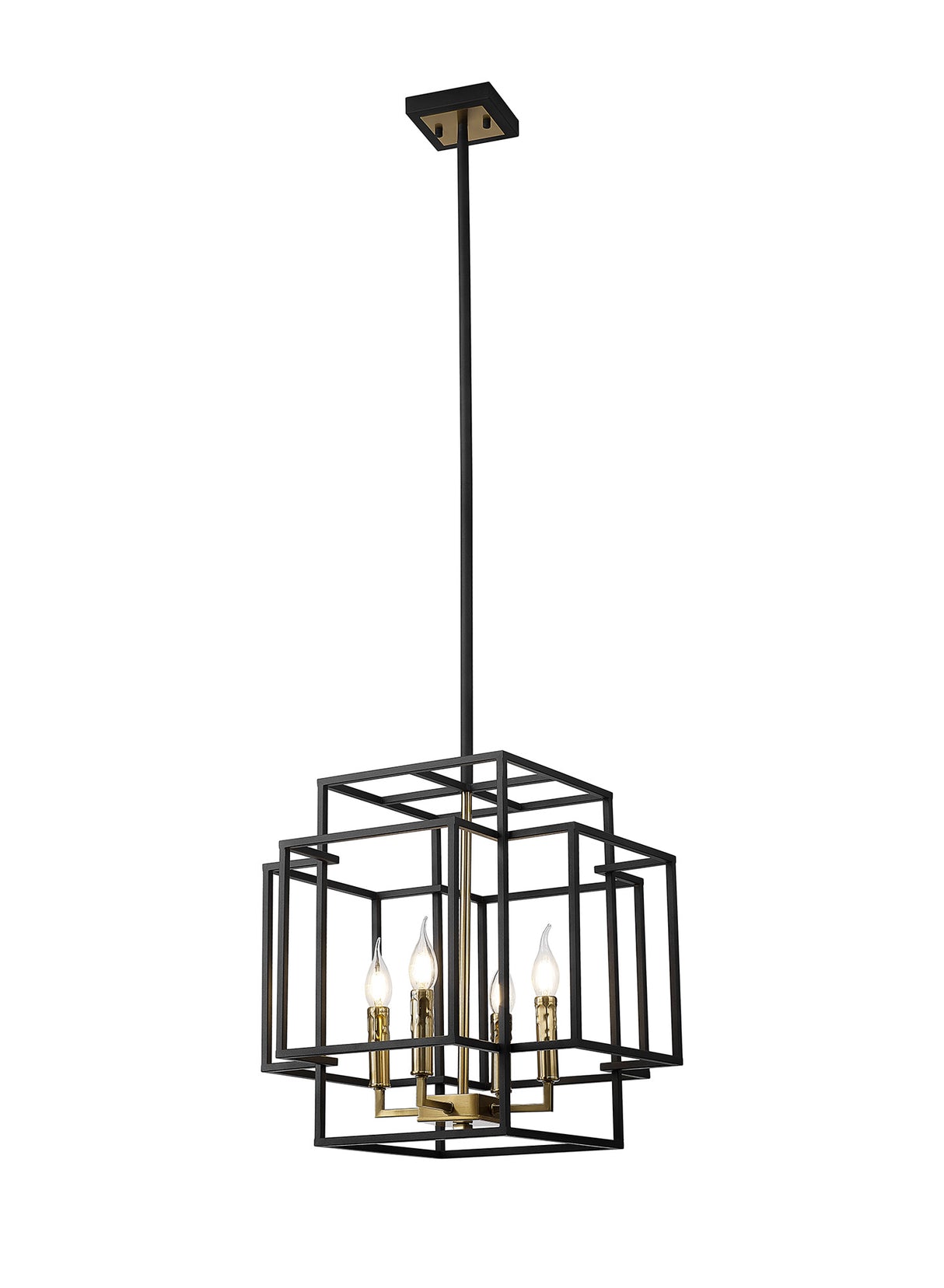 Coton Pendant, 4 x E14, Black / Gold