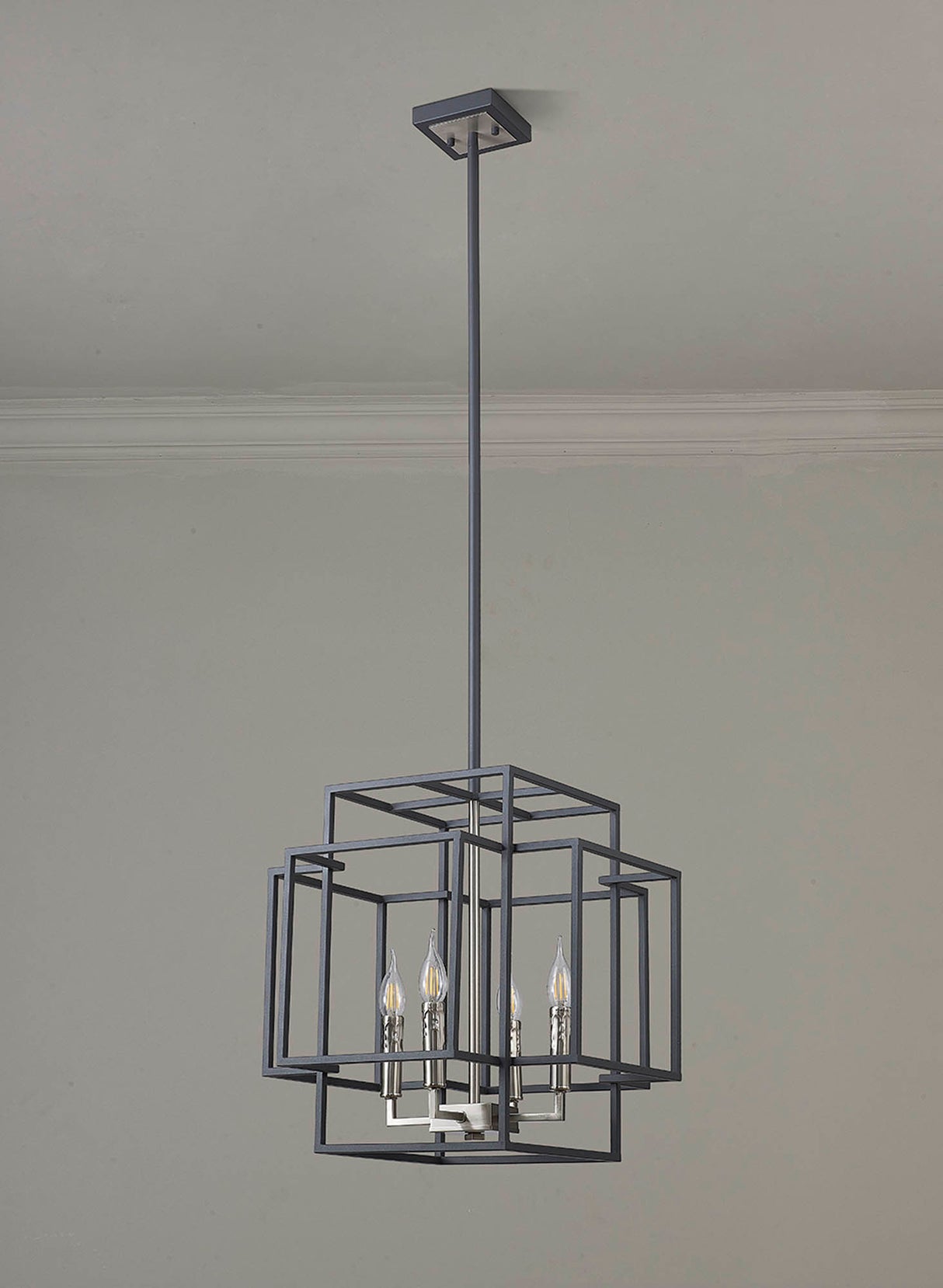 Coton Pendant, 4 x E14, Anthracite / Satin Nickel