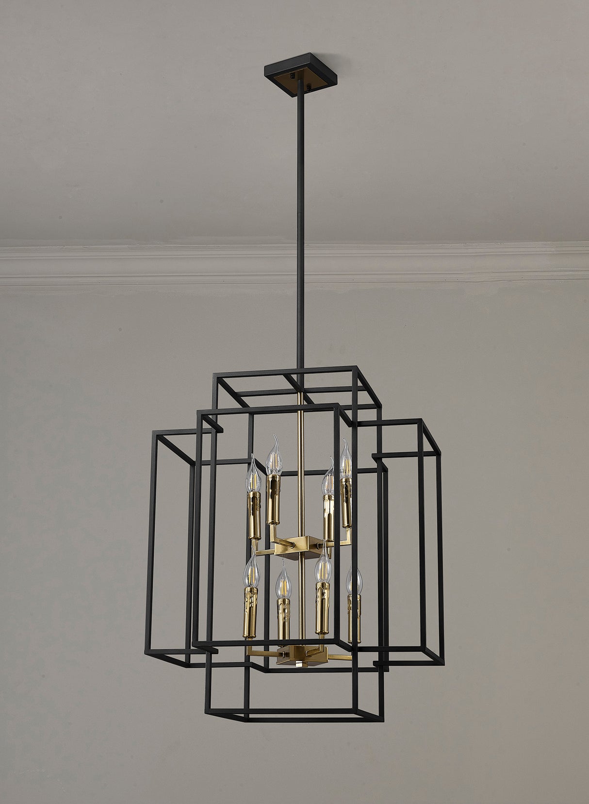 Coton Pendant, 8 x E14, Black / Gold