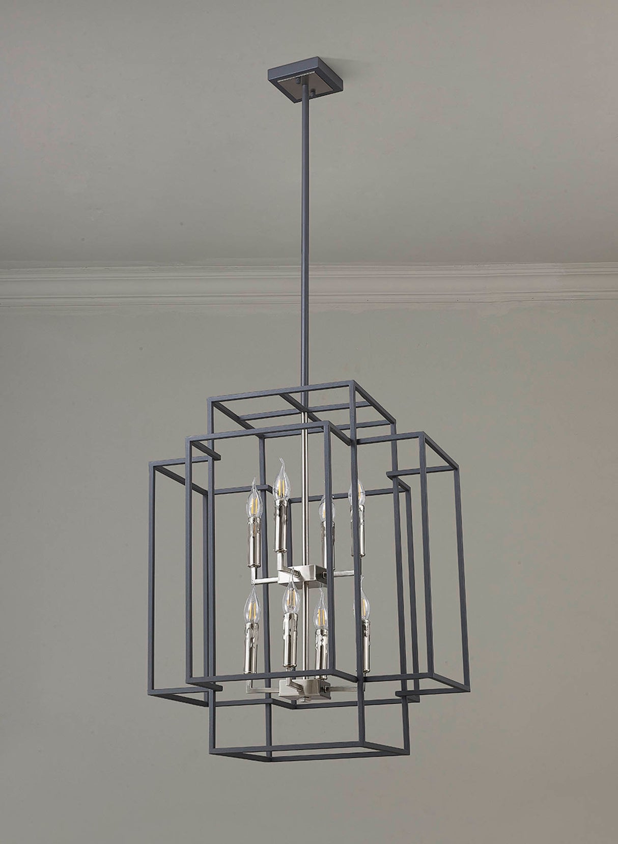 Coton Pendant, 8 x E14, Anthracite / Satin Nickel