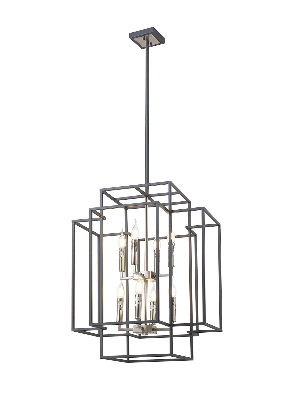 Coton Pendant, 8 x E14, Anthracite / Satin Nickel