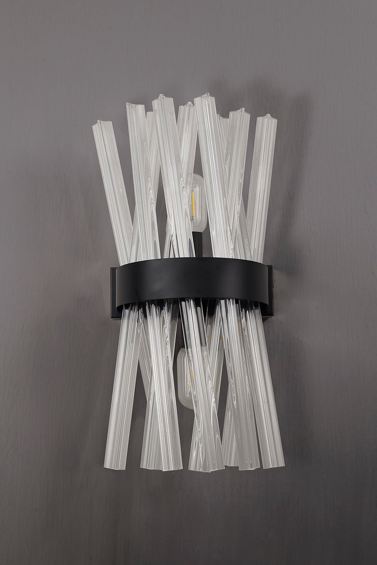 Harris 2 Light E14, Wall Light E14, Matt Black / Clear Glass