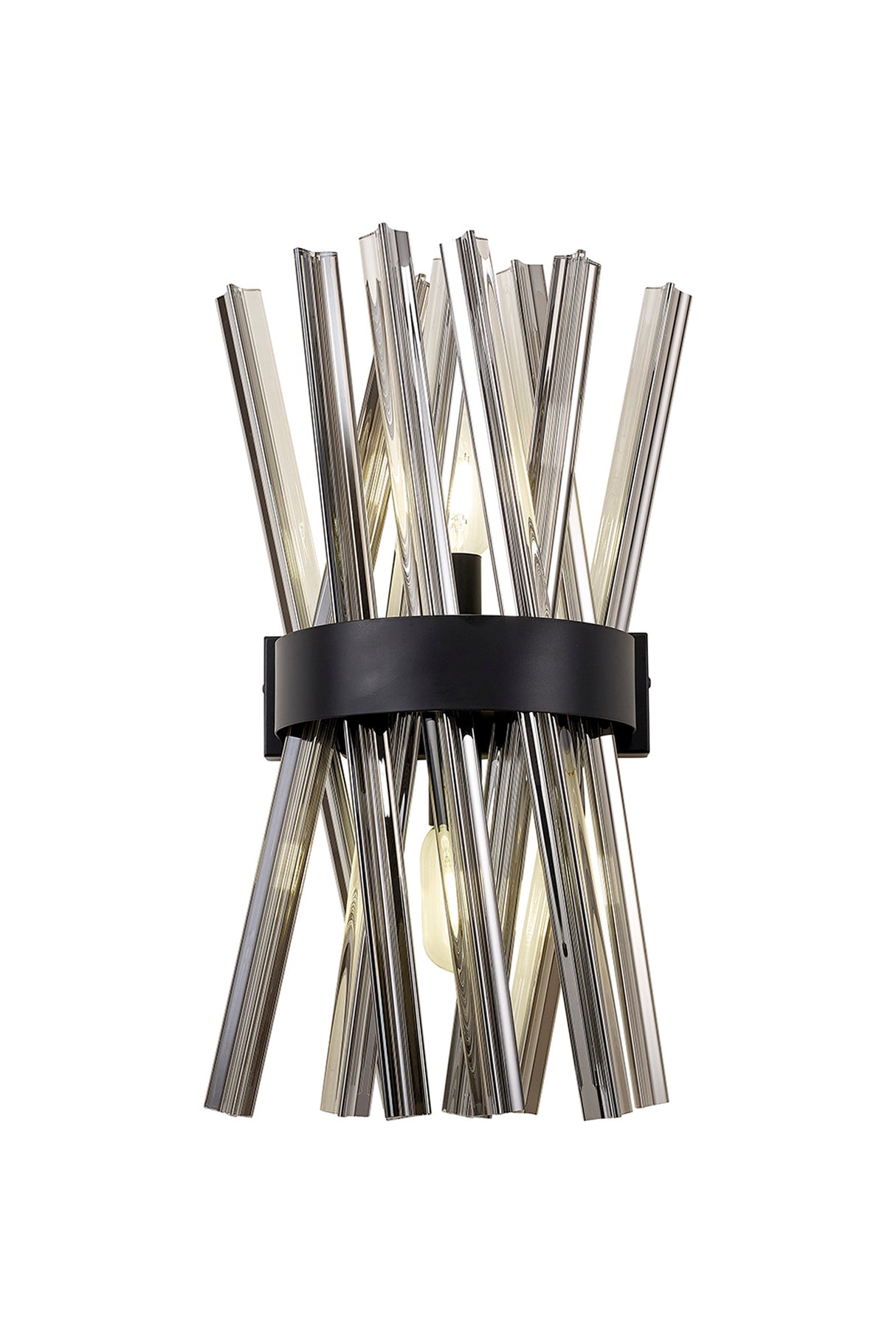 Harris 2 Light E14, Wall Light E14, Matt Black / Smoke Glass