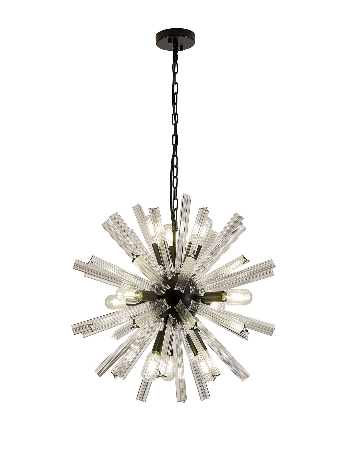Harris 10 Light E14, Round Pendant Matt Black / Clear Glass