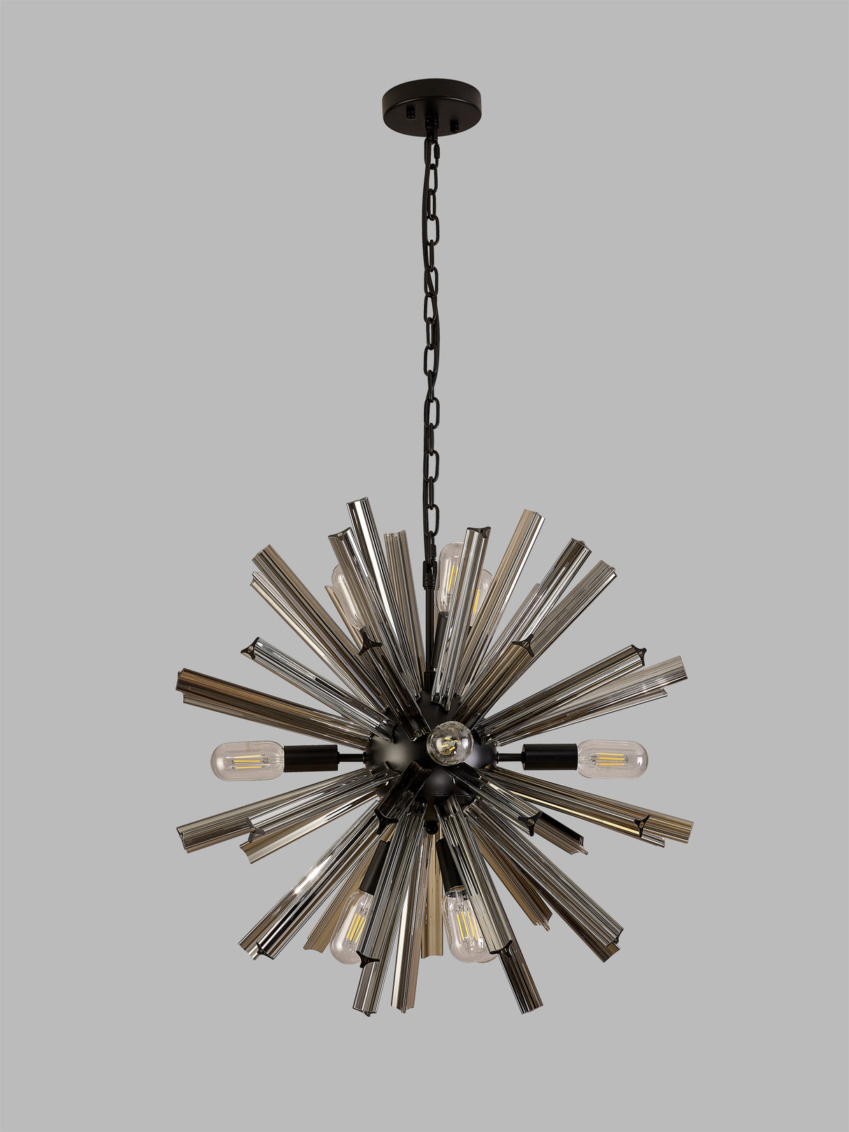 Harris 10 Light E14, Round Pendant Matt Black / Smoke Glass