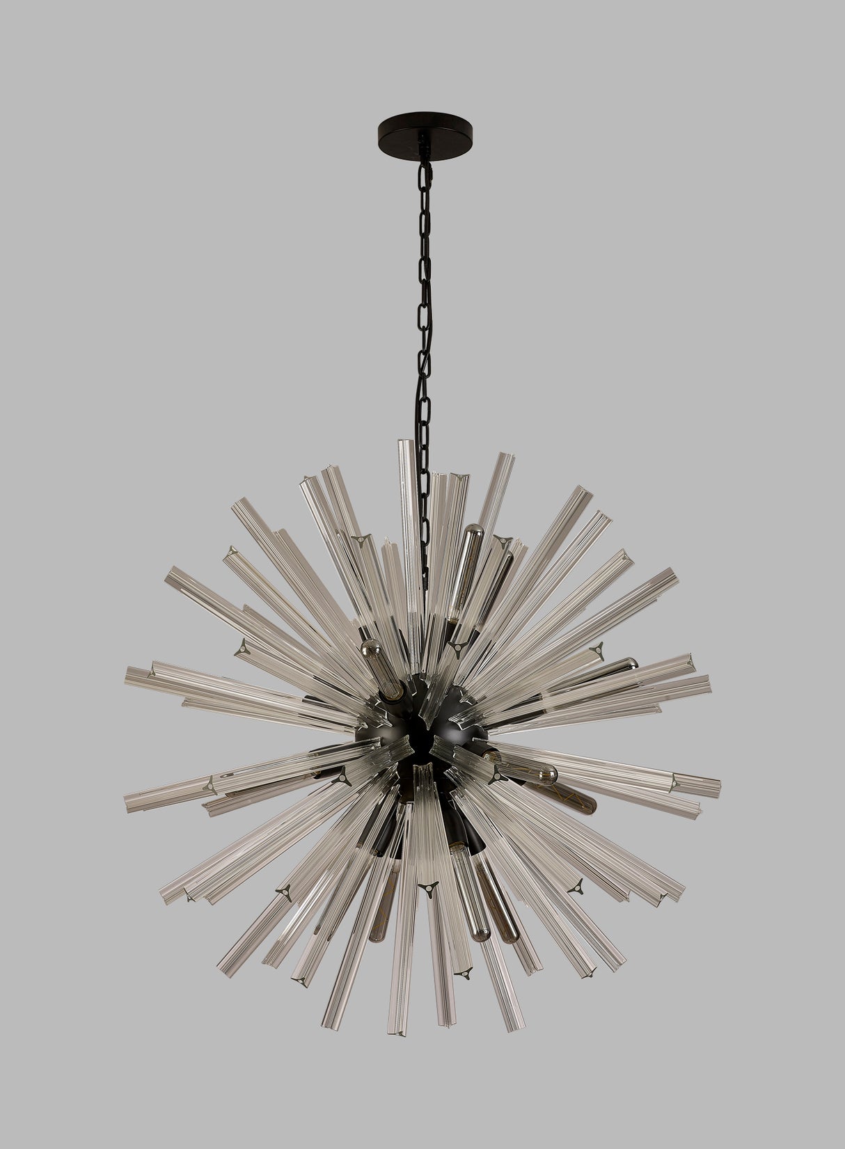Harris 16 Light E27, Round Pendant Matt Black / Clear Glass