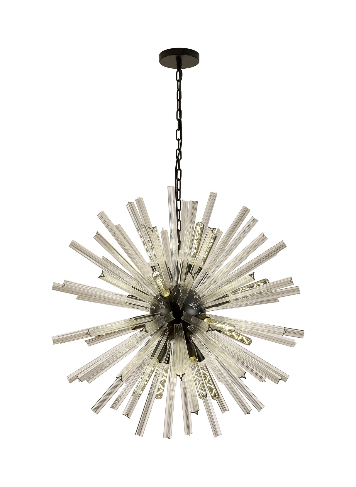 Harris 16 Light E27, Round Pendant Matt Black / Clear Glass