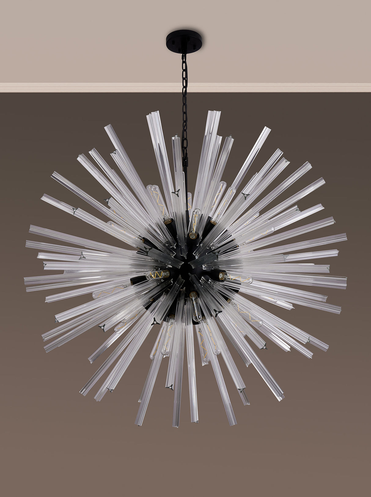 Harris 32 Light E27, Round Pendant Matt Black / Clear Glass, Item Weight: 30kg