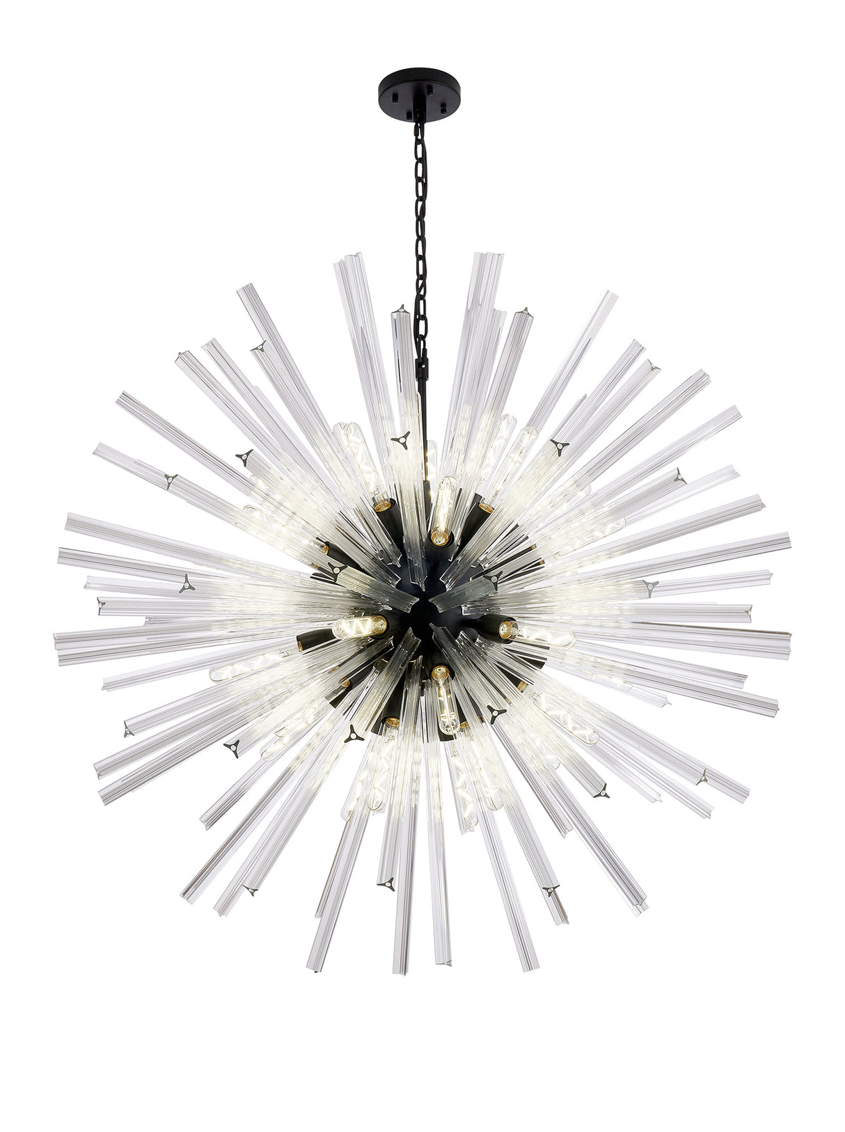Harris 32 Light E27, Round Pendant Matt Black / Clear Glass, Item Weight: 30kg