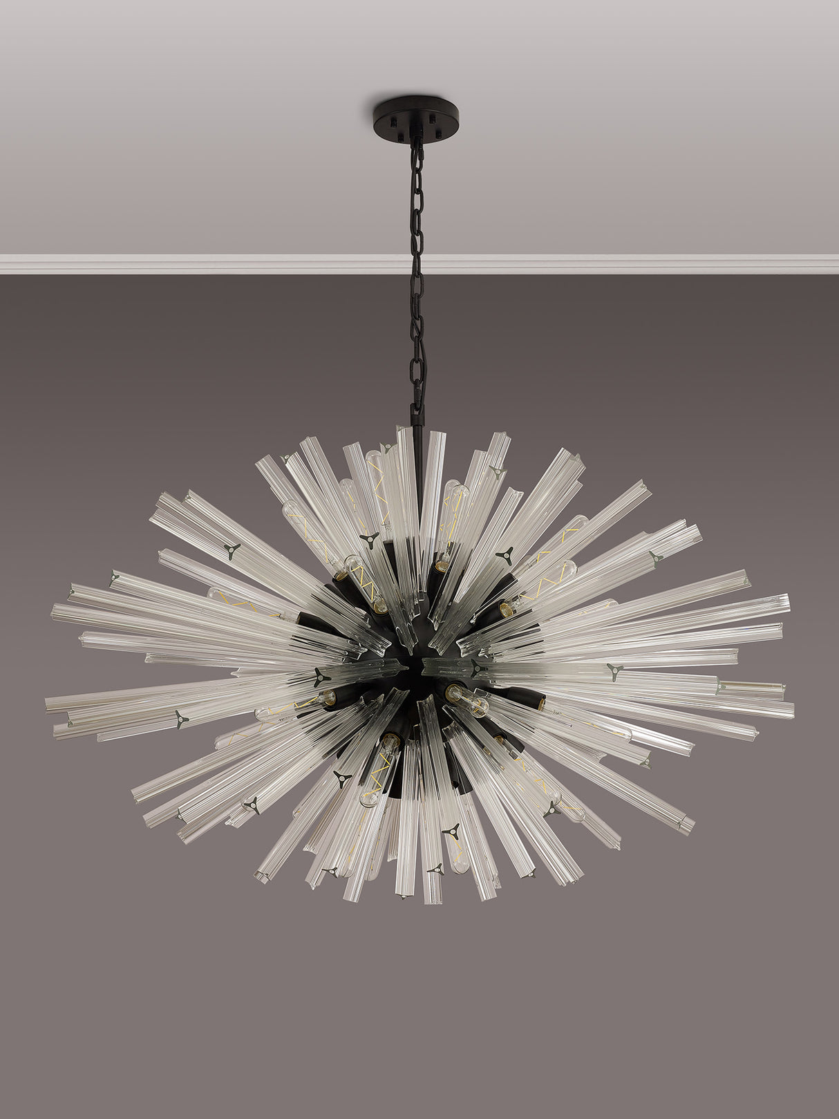 Harris 32 Light E27, Oval Pendant Matt Black / Clear Glass, Item Weight: 25kg