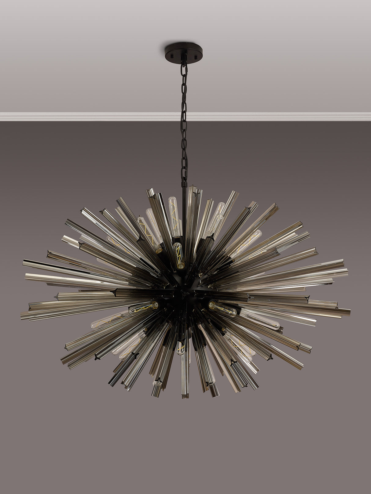 Harris 32 Light E27, Oval Pendant Matt Black / Smoke Glass, Item Weight: 25kg