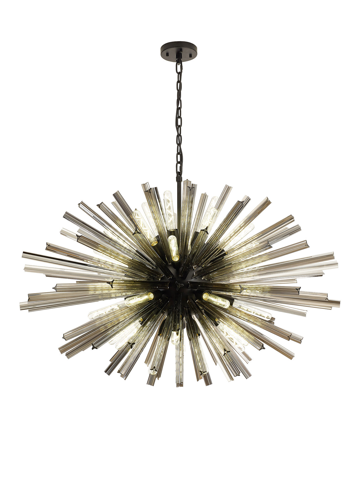 Harris 32 Light E27, Oval Pendant Matt Black / Smoke Glass, Item Weight: 25kg