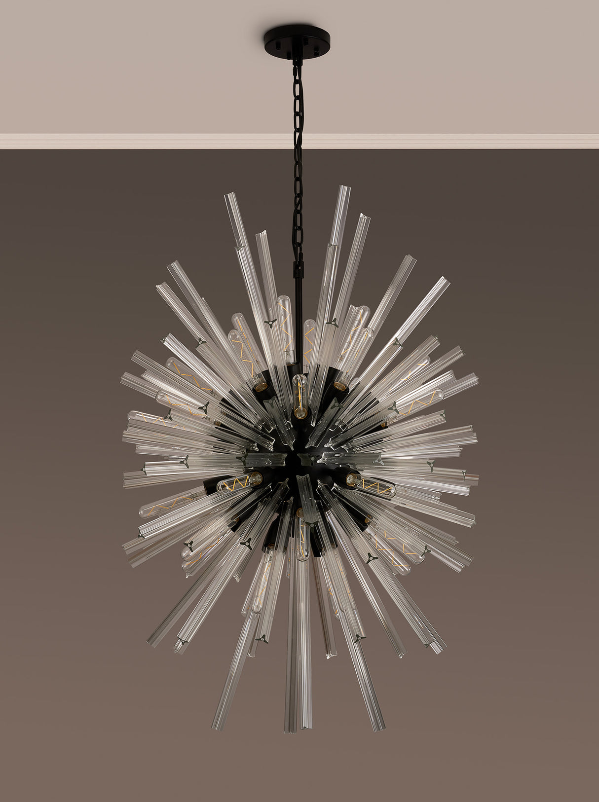 Harris 32 Light E27, Vertical Oval Pendant Matt Black / Clear Glass, Item Weight: 22kg