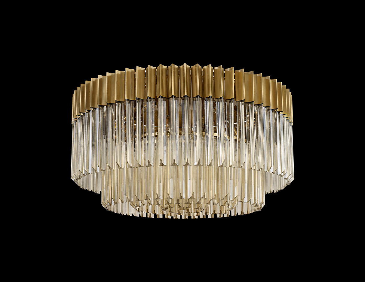 Longhorn 80cm Ceiling Round 12 Light E14, Brass / Cognac Sculpted Glass, Item Weight: 28.4kg