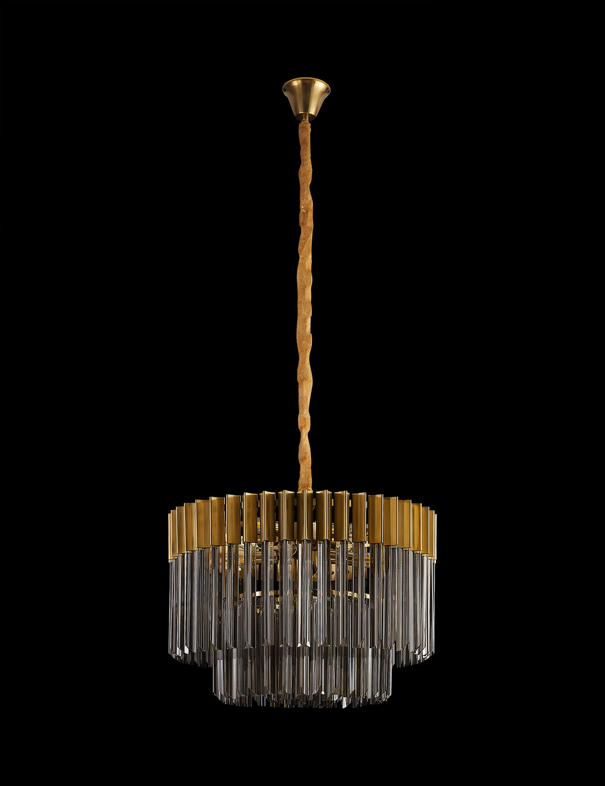 Longhorn 60cm Pendant Round 8 Light E14, Brass / Smoke Sculpted Glass Item Weight: 17.3kg