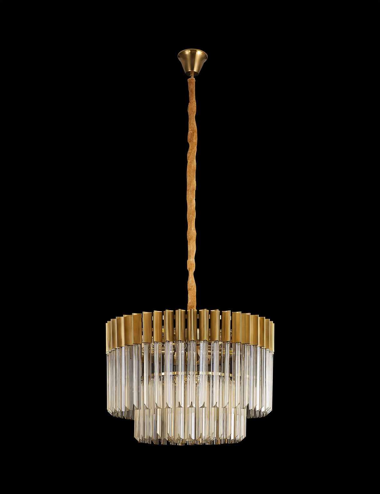 Longhorn 60cm Pendant Round 8 Light E14, Brass / Cognac Sculpted Glass, Item Weight: 17.3kg