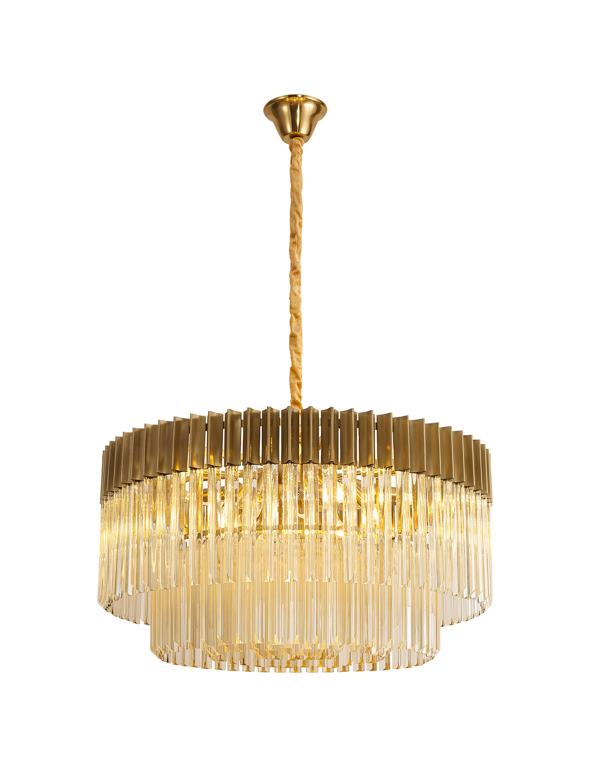 Longhorn 80cm Pendant Round 12 Light E14, Brass / Cognac Sculpted Glass, Item Weight: 25.4kg