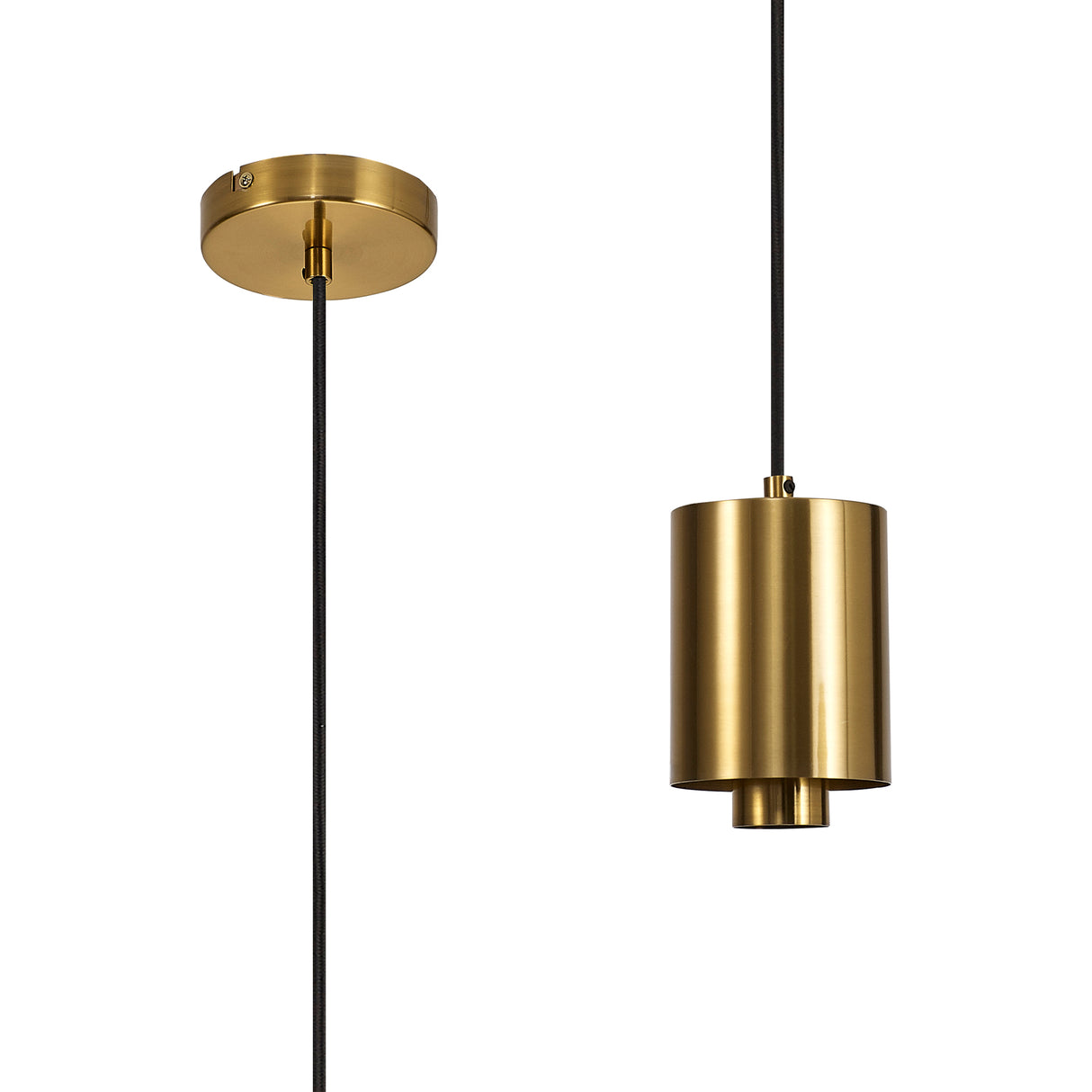 Rowell Pendant (FRAME ONLY), 1 x E27, Aged Brass/Black Braided Cable