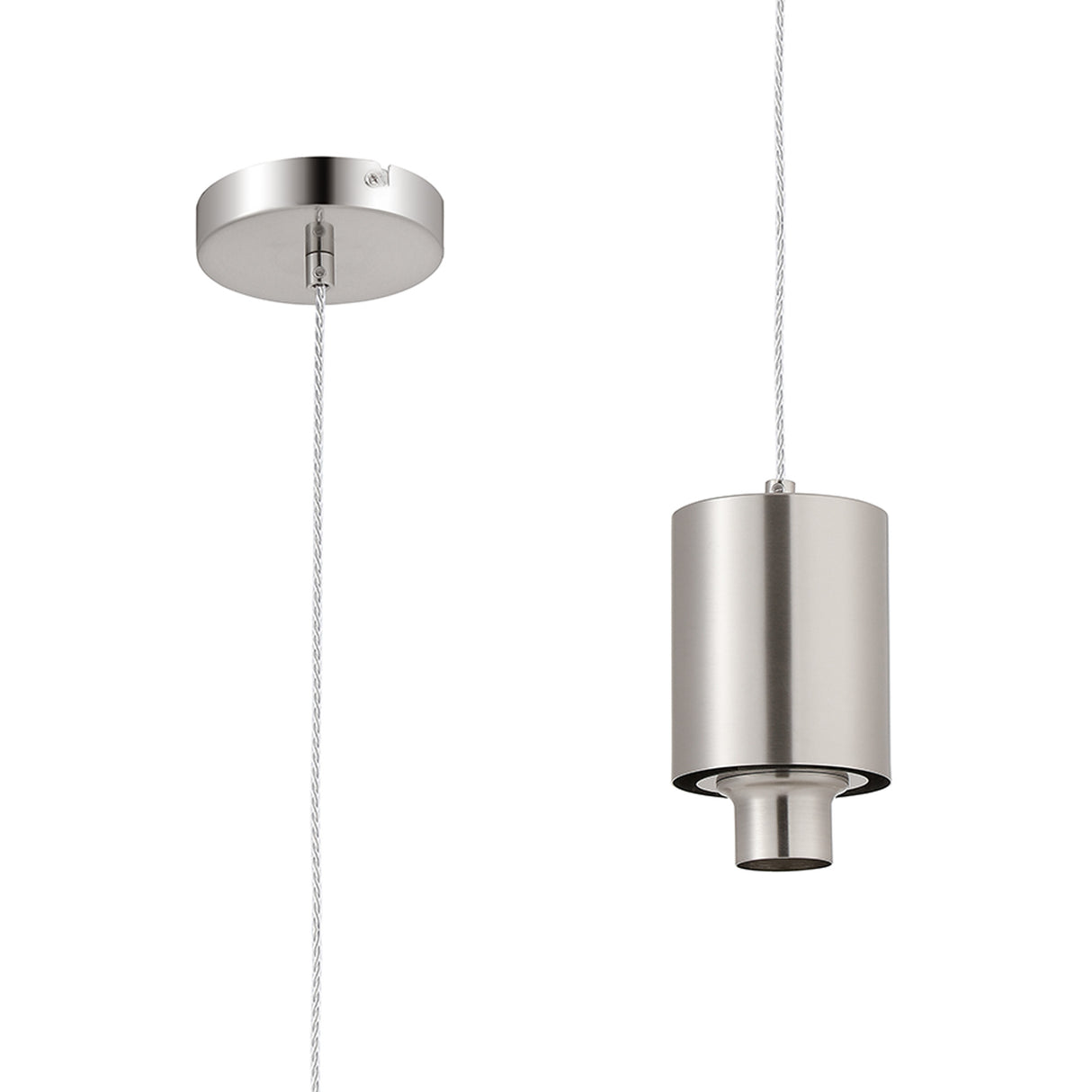 Rowell Pendant (FRAME ONLY), 1 x E27, Satin Nickel/Clear Twisted Cable