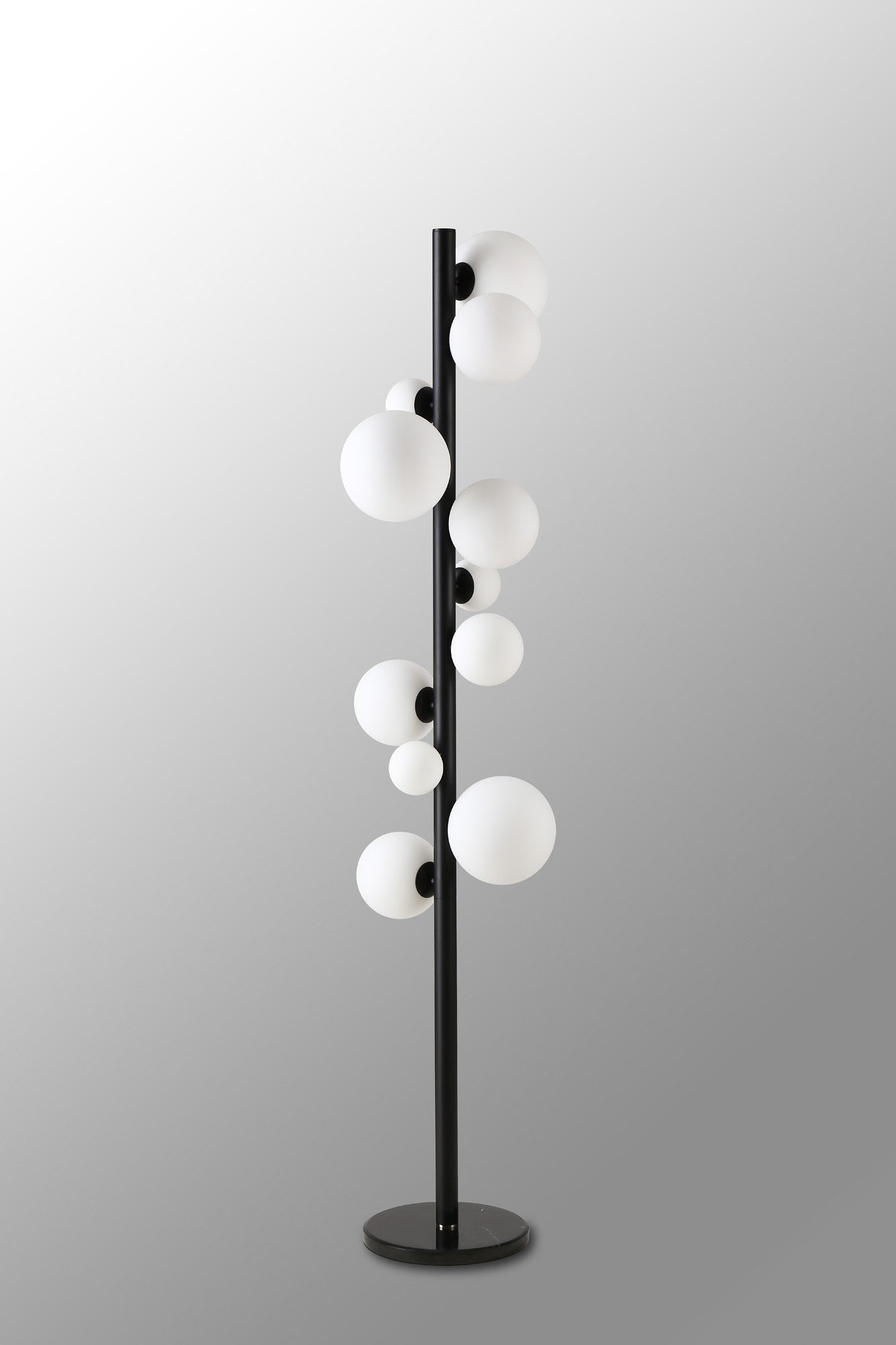 Ferguson Floor Lamp, 11 x G9, Satin Black, Opal Glass