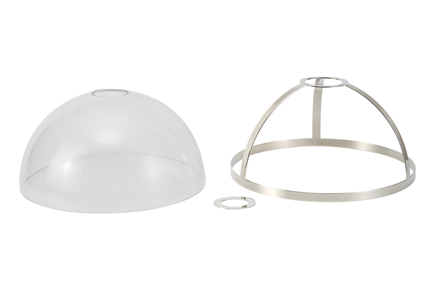 Munro Round 30cm Polished Nickel / Clear Glass Shade (E), With Metal Trim