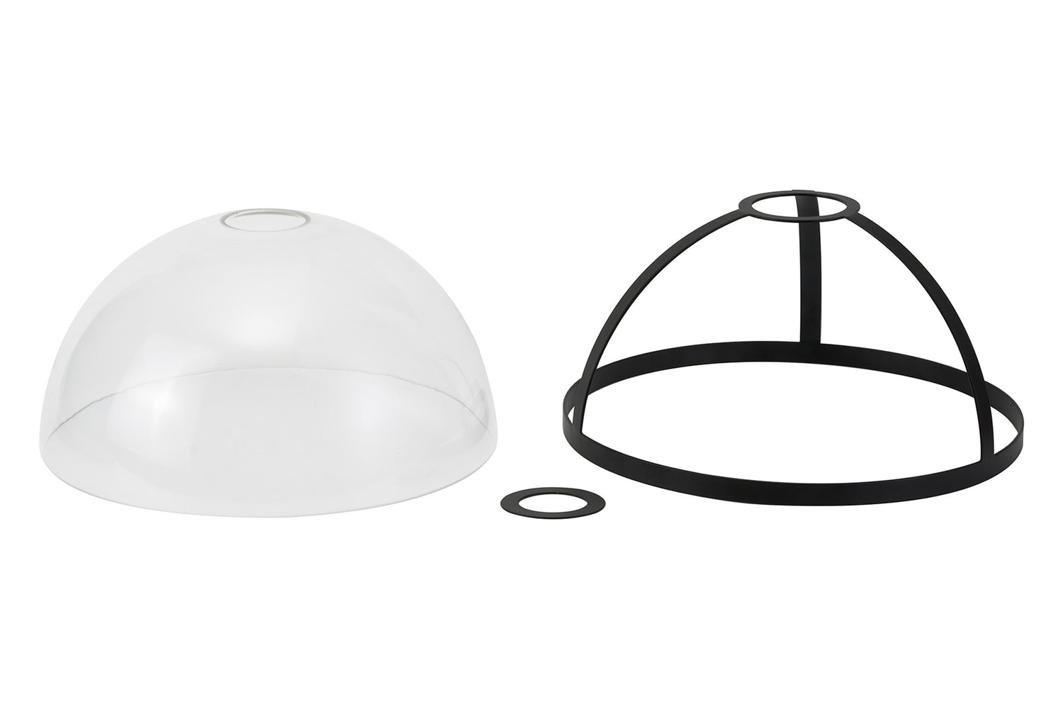 Munro Round 30cm Matt Black / Clear Glass Shade (E), With Metal Trim