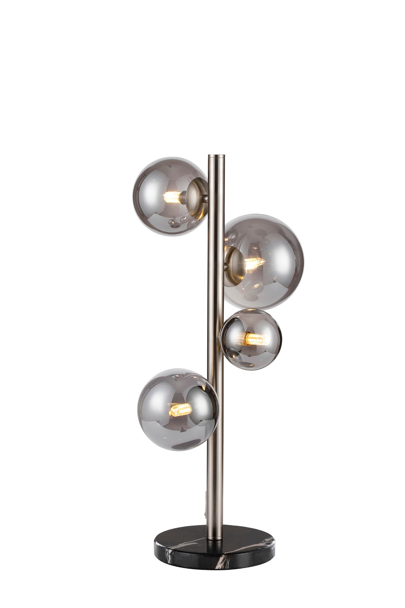 Ferguson Table Lamp, 4 x G9, Satin Nickel, Smoke Plated Glass