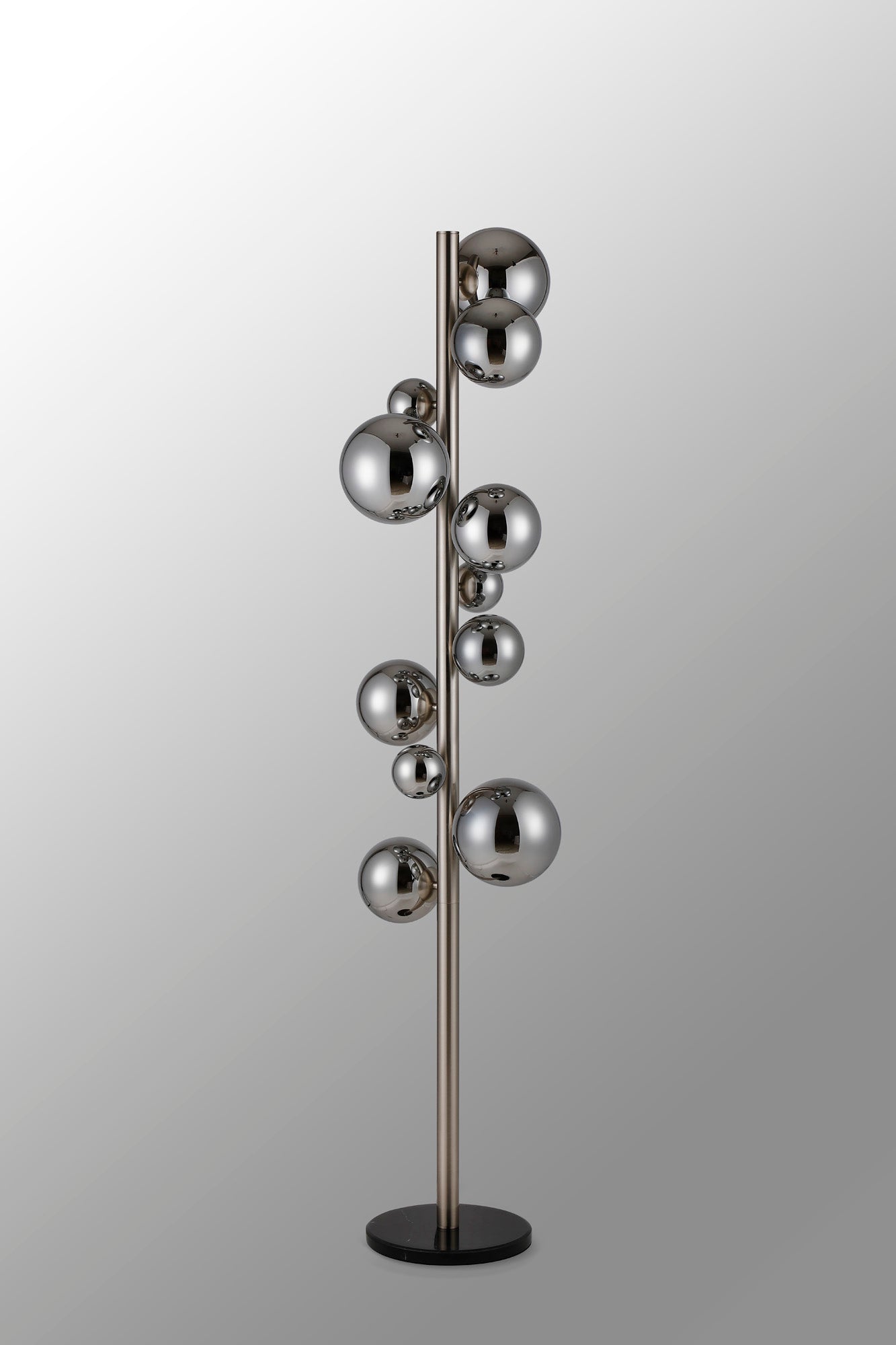 Ferguson Floor Lamp, 11 x G9, Satin Nickel, Chrome Plated Glass