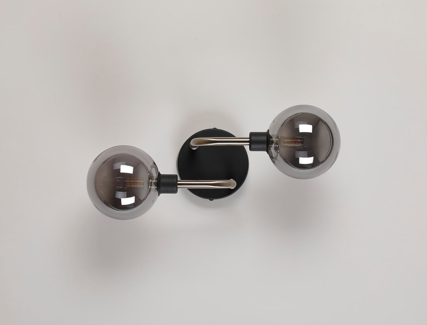 Gayle Wall Lamp, 2 Light G9, Graphite / Satin Nickel / Smoke Glass