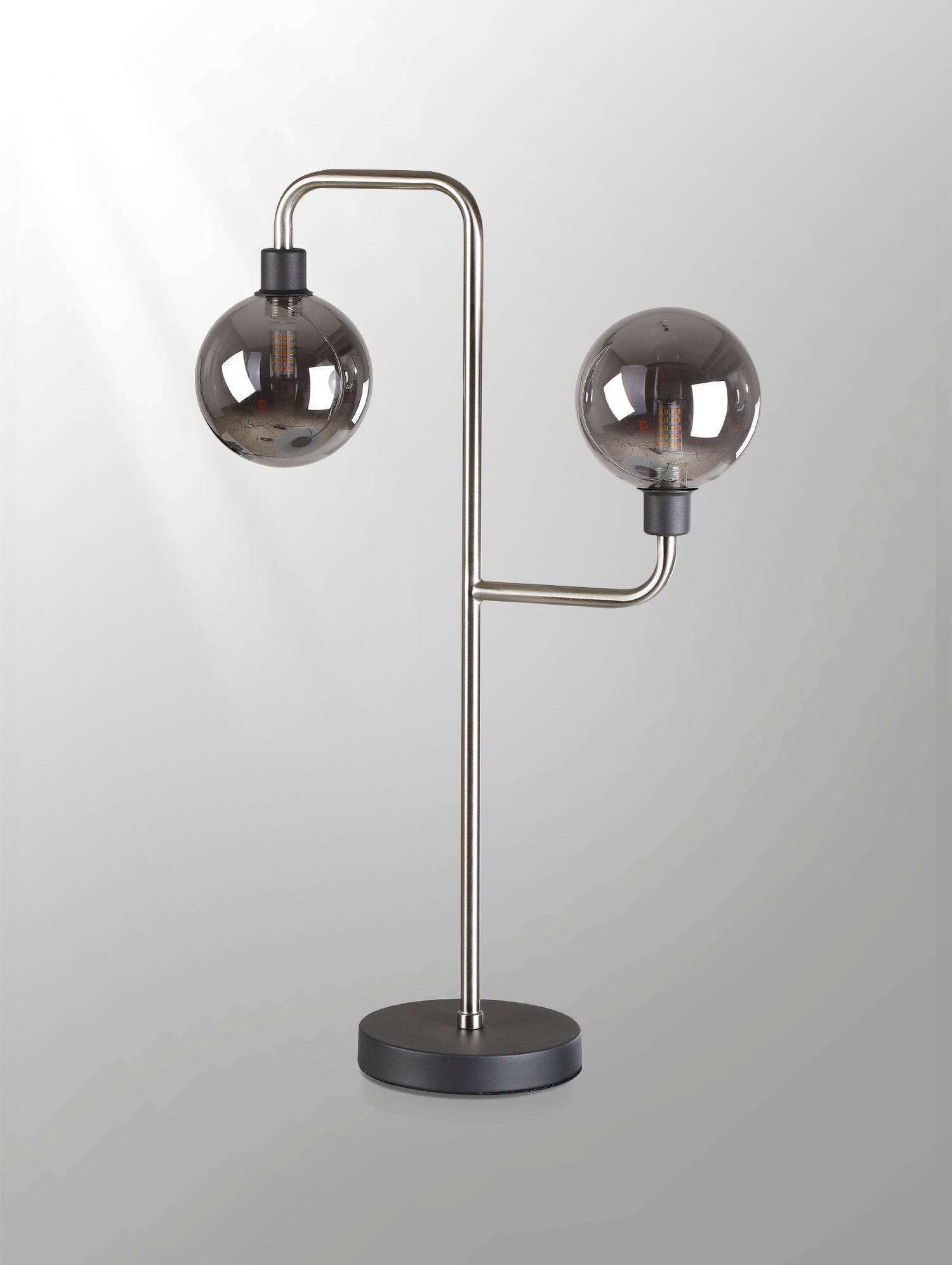 Gayle Table Lamp, 2 Light G9, Graphite / Satin Nickel / Smoke Glass